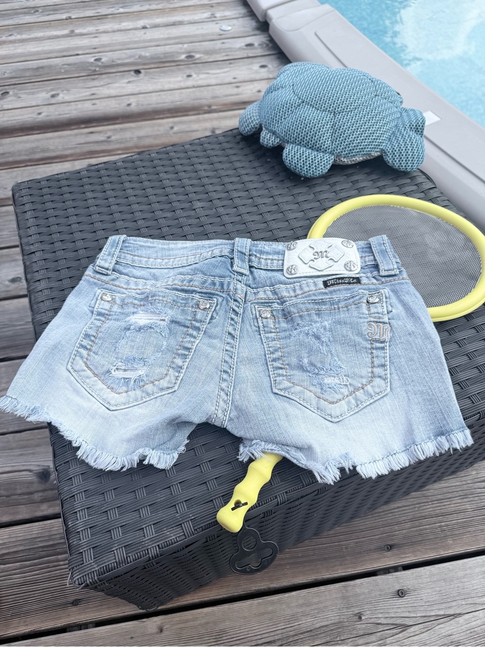 Miss Me Light Blue Distressed Denim Cutoff Shorts